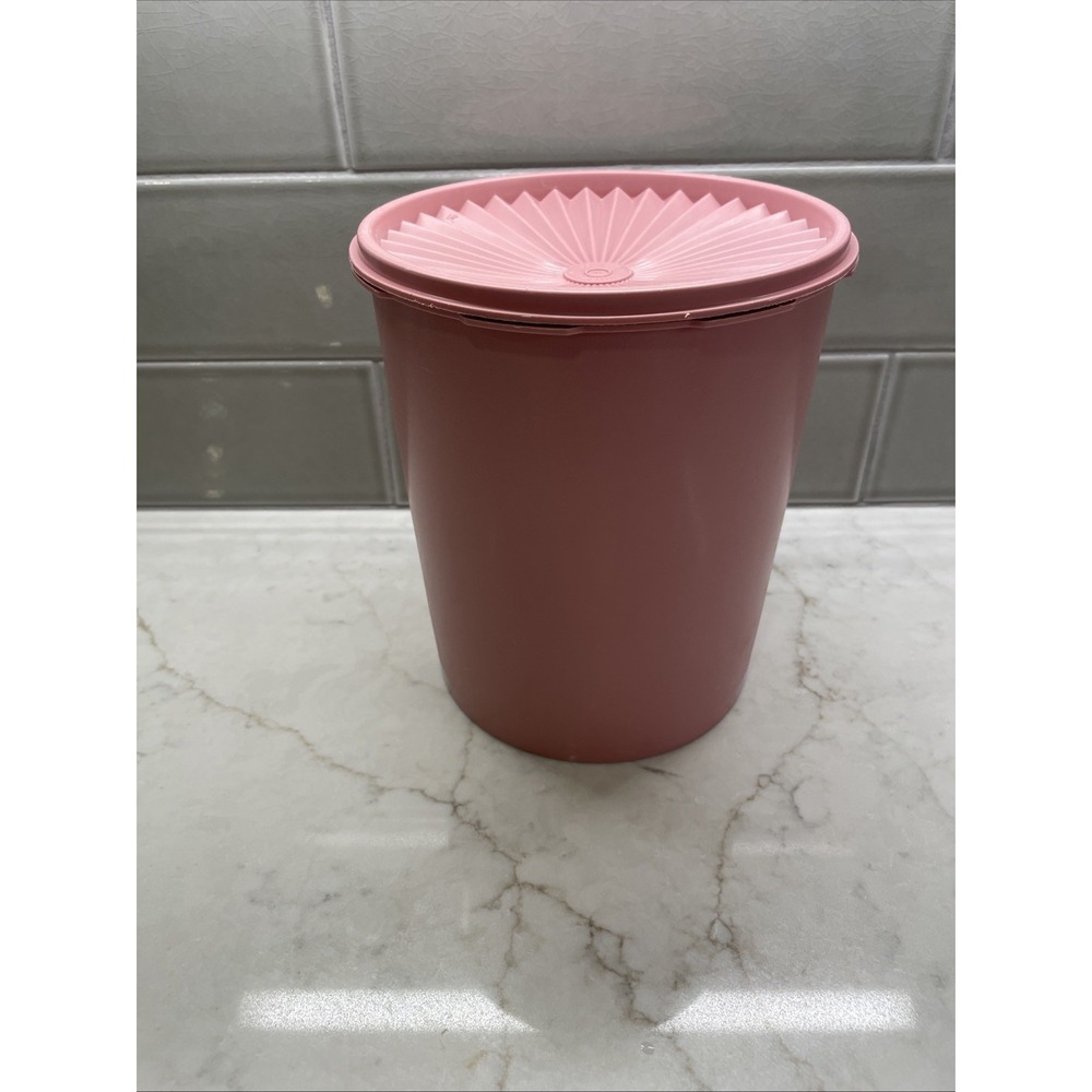 Vtg Tupperware Dusty Rose Pink Mauve 8 1/2" Canister Servalier Lid 806-1 - Picture 2 of 5